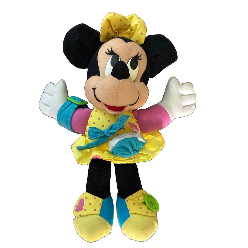 Vintage Minnie Mouse Disney Teaching Tool Doll Learn To Dress Plush 12"